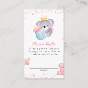 Girl Koala Beer Diaper Raffle Baby shower Informatiekaartje