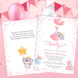 Girl Koala Beer met Baby shower voor het aanvragen Kaart