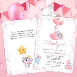 Girl Koala Beer met Baby shower voor het aanvragen Kaart