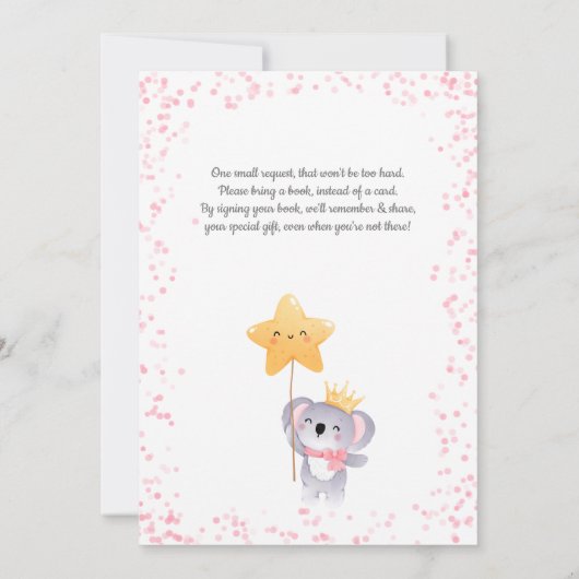 Girl Koala Beer met Baby shower voor het aanvragen Kaart (Achterkant)