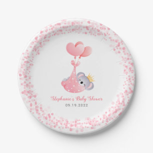 Girl Koala Beer Pink Baby shower Papieren Bordje