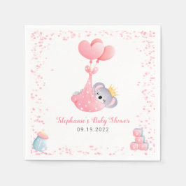 Girl Koala Beer Pink Baby shower Servet