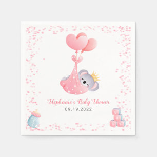 Girl Koala Beer Pink Baby shower Servet