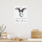 Girl Koe Boerderij Baby shower Signs Poster (Keuken)