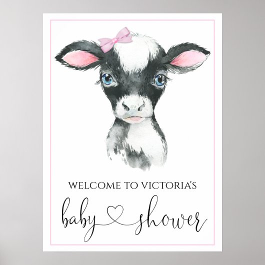 Girl Koe Boerderij Baby shower Signs Poster (Voorkant)