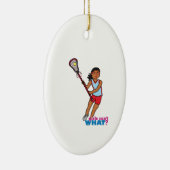 Girl Lacrosse Player - Donker Keramisch Ornament (Rechts)