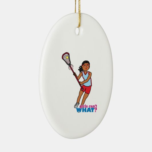 Girl Lacrosse Player - Donker Keramisch Ornament (Rechts)