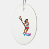 Girl Lacrosse Player - Donker Keramisch Ornament (Links)