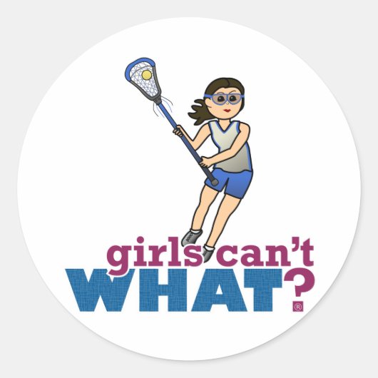 Girl Lacrosse Player in Blue Ronde Sticker (Voorkant)