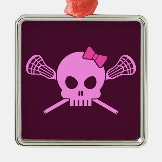 Girl Lacrosse Skull Metalen Ornament (Voorkant)