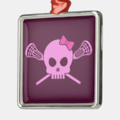 Girl Lacrosse Skull Metalen Ornament (Links)