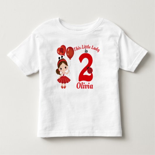 Girl Ladybug Birthday Toddler Fine Jersey T-Shirt (Voorkant)