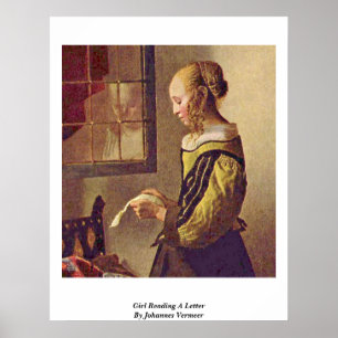 Girl leest een brief van Johannes Vermeer Poster
