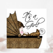 Girl Leopard Baby shower Kaart