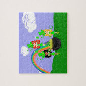 Girl Leprechauns Rainbow en Pot of Gold Legpuzzel (Verticaal)