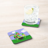 Girl Leprechauns Rainbow en Pot of Gold Onderzetter (Rechterzijde)