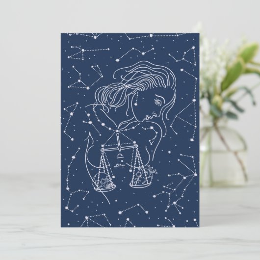 Girl Libra Zodiac Sign Flat Kaart (Staand voorkant)