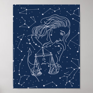 Girl Libra Zodiac Sign Poster