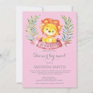 Girl Lion Baby shower by Mail Invitation Kaart