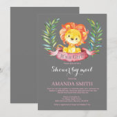 Girl Lion Baby shower by Mail Invitation Kaart (Voorkant / Achterkant)