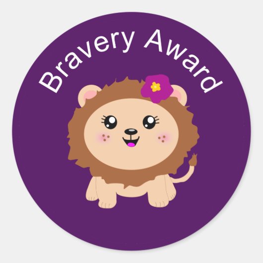 Girl Lion Bravery Award - Sticker voor moedig zijn (Voorkant)