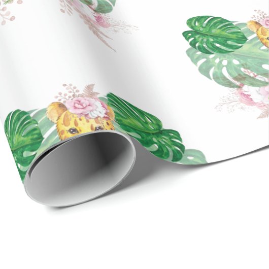 Girl Lion Illustration Safari modern Cadeaupapier (Rol Hoek)