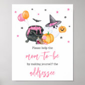 Girl Little Boo Ghost Baby shower Envelope Station Poster (Voorkant)