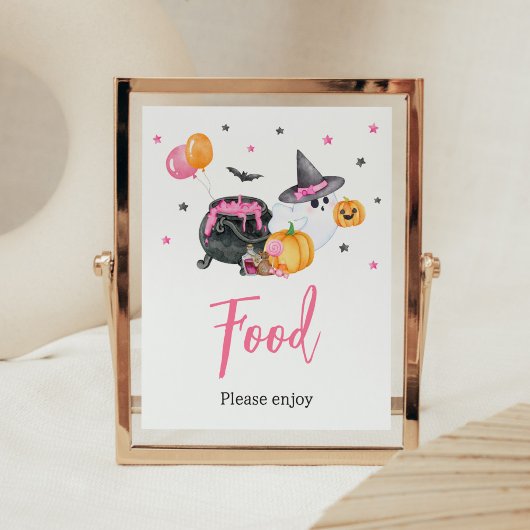 Girl Little Boo Ghost Baby shower Eten Poster
