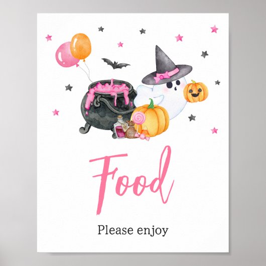 Girl Little Boo Ghost Baby shower Eten Poster (Voorkant)