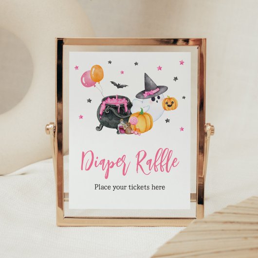 Girl Little Boo Ghost Baby shower Luier Raffle Poster