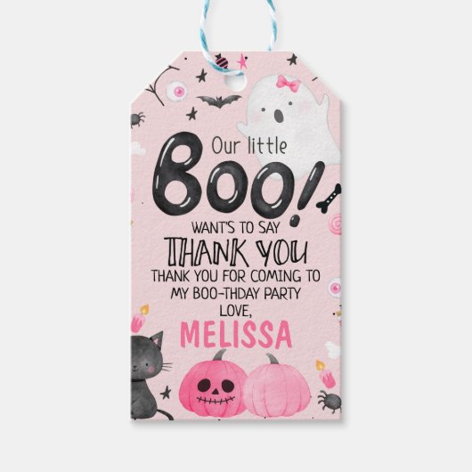 Girl Little Boo Halloween Birthday Dank je Label Cadeaulabel (Voorkant)