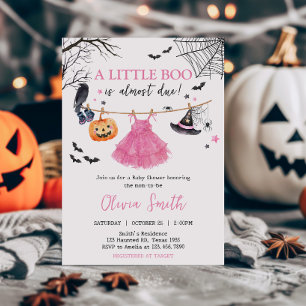 Girl Little Boo Halloween Pumpkin Baby shower Kaart