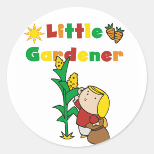 Girl Little Gardener T-shirts en Gifts Ronde Sticker