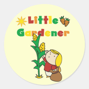 Girl Little Gardener Tshirts en Gifts Ronde Sticker