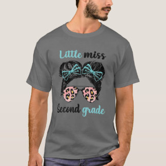 Girl Little Miss Second Grade Messy Kind Bun Back  T-shirt