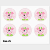 Girl Little Monster met de titel Birthday Party Ronde Sticker (Vel)