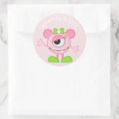 Girl Little Monster met de titel Birthday Party Ronde Sticker (Tas)