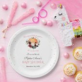 Girl Little Pumpkin Burgundy Floral Baby shower Papieren Bordje (Feest)