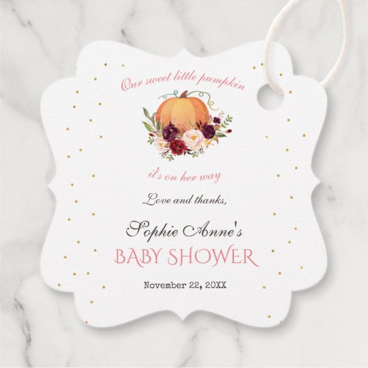 Girl Little Pumpkin Thanksgiving Baby shower Bedankjes Labels (Achterkant)