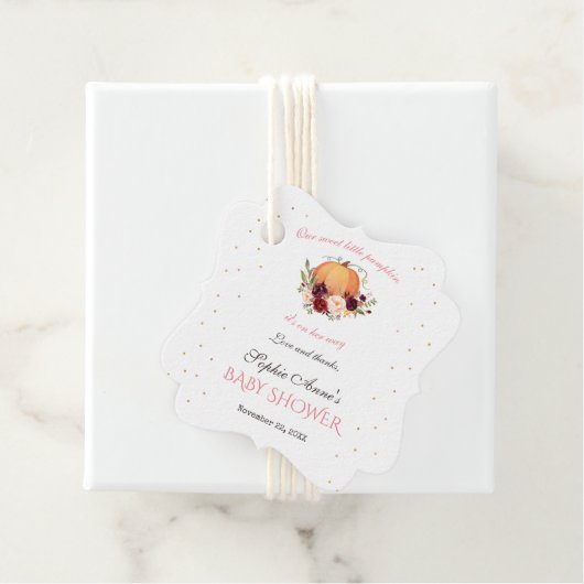 Girl Little Pumpkin Thanksgiving Baby shower Bedankjes Labels (In situ)
