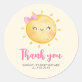 Girl Little Ray of Sunshine Baby Shower Ronde Sticker (Voorkant)