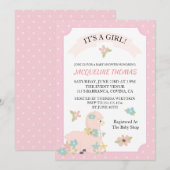 Girl Llama Baby shower Uitnodiging (Voorkant / Achterkant)