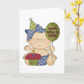 Girl Look Who's One Verjaardag Tshirts en geschenk Kaart (Gele Bloem)