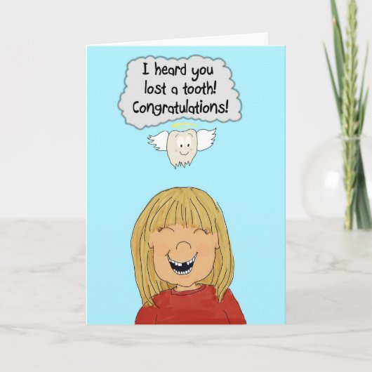 Girl Lost Tooth Teeth Growing Up Paper Card Kaart (Voorkant)