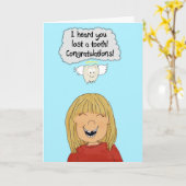 Girl Lost Tooth Teeth Growing Up Paper Card Kaart (Gele Bloem)