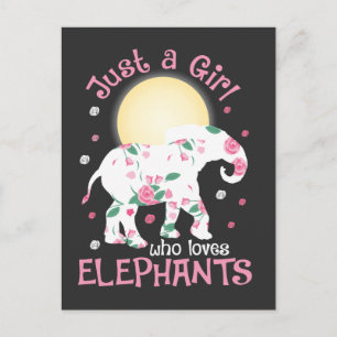 Girl Love Elephants Safari Lover Cute Rozen Flower Briefkaart