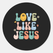Girl Love Like Jesus Cute Christian Toddler Groovy Ronde Sticker (Voorkant)
