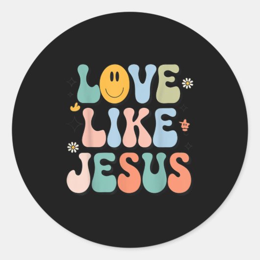 Girl Love Like Jesus Cute Christian Toddler Groovy Ronde Sticker (Voorkant)
