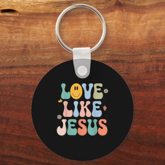 Girl Love Like Jesus Cute Christian Toddler Groovy Sleutelhanger (Voorkant)