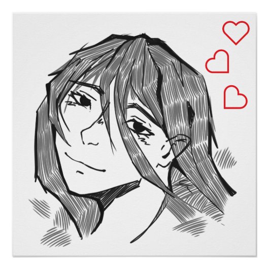 Girl love lineart poster (Voorkant)